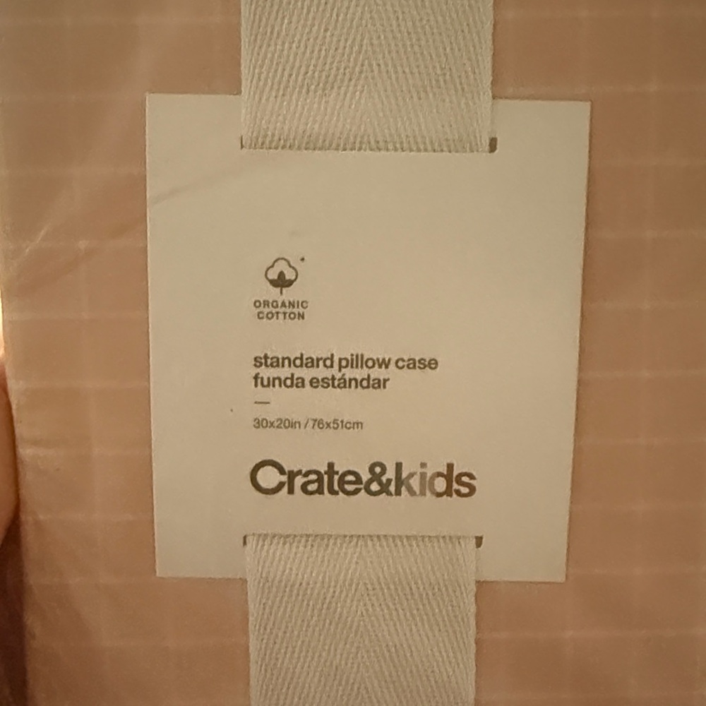 🌙 B51 - Crate & Kids Stax Mini Grid Elegant Pink Yarn-Dyed Organic Cotton - Picture 2 of 3